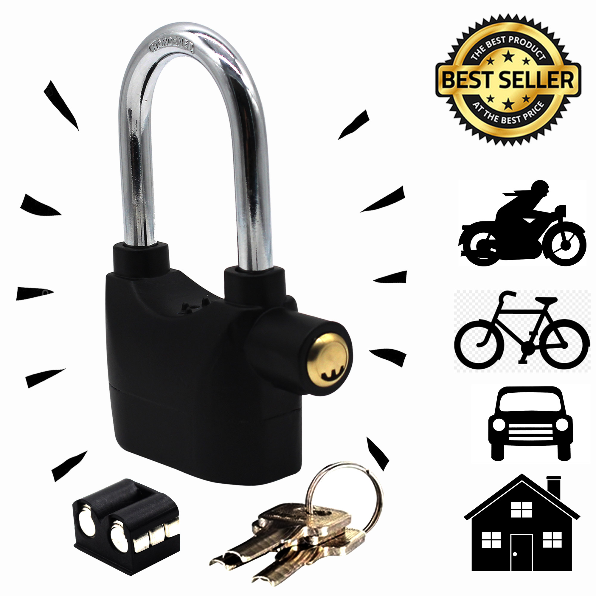 Medium Size Security Alarm Lock - Black